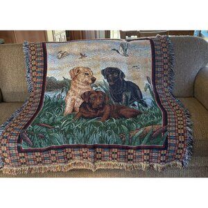 American Weavers Tapestry Throw Woven Blanket Labrador Retriever Hunting Dogs